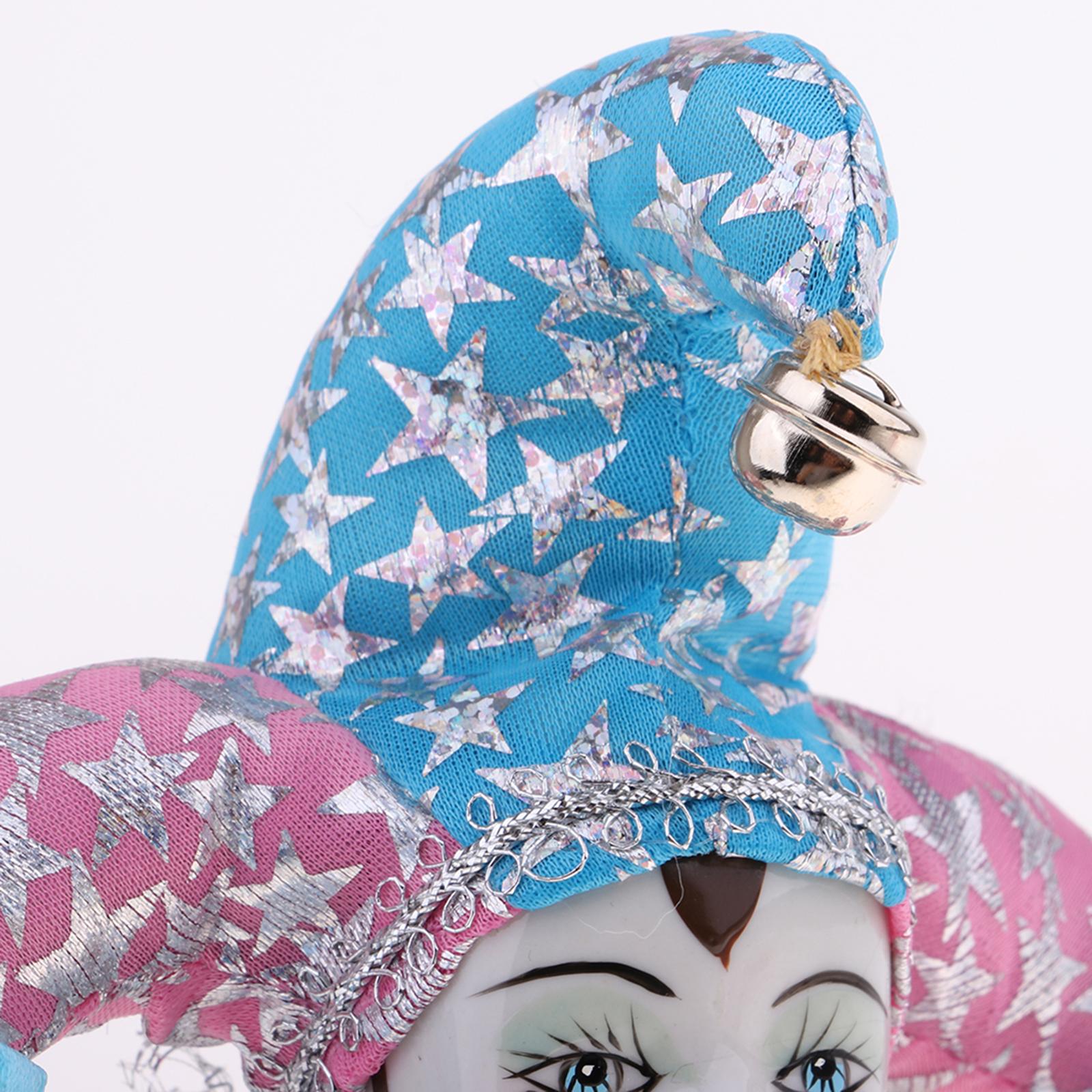 Vintage Collectible Clowns - ตุ๊กตาพอร์ซเลนสะสม ขนาด 20 ซม. ตุ๊กตาตัวตลกสามเหลี่ยมแบบขยับได้ ของตกแต่งบ้านสไตล์วินเทจ