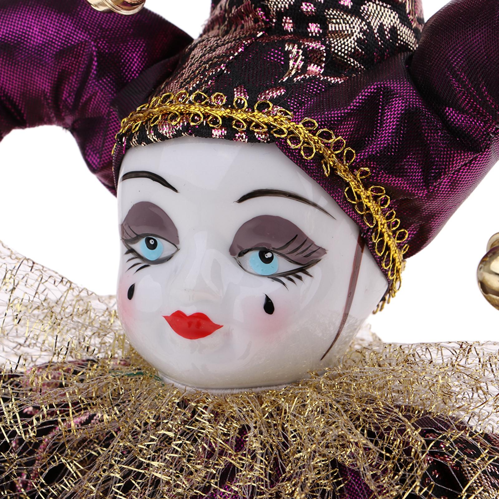 Vintage Collectible Clowns - ตุ๊กตาพอร์ซเลนสไตล์อิตาลี ตัวตลกไตรแองเกิล ขนาด 12 นิ้ว ของสะสมวินเทจ