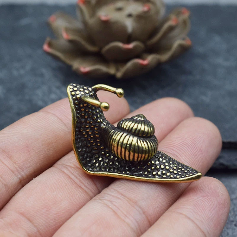 Vintage Collectible Ornaments - Vintage ทองแดงบริสุทธิ์สัตว์เลี้ยงชาเครื่องประดับหอยทาก, Mini Snail Figurine, ชาสัตว์เลี้ยงชาคอลเลกชันตกแต่ง,