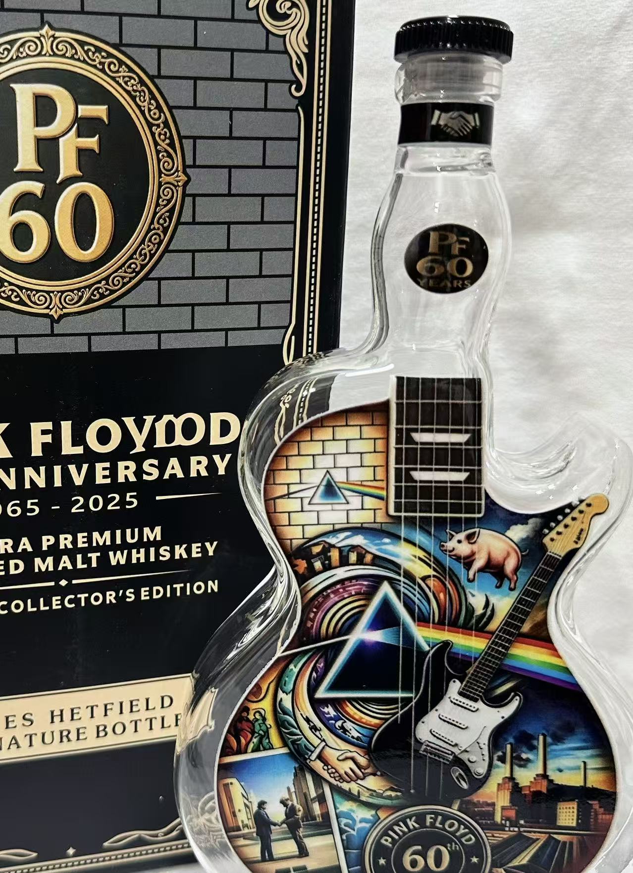 Vintage Collectible Liquor Bottles - ขวดแก้วเปล่าสำหรับใส่เหล้าสไตล์วินเทจร็อก รูปทรงกีตาร์-ขวาน ขนาด 350 มล. สำหรับตกแต่งบาร์