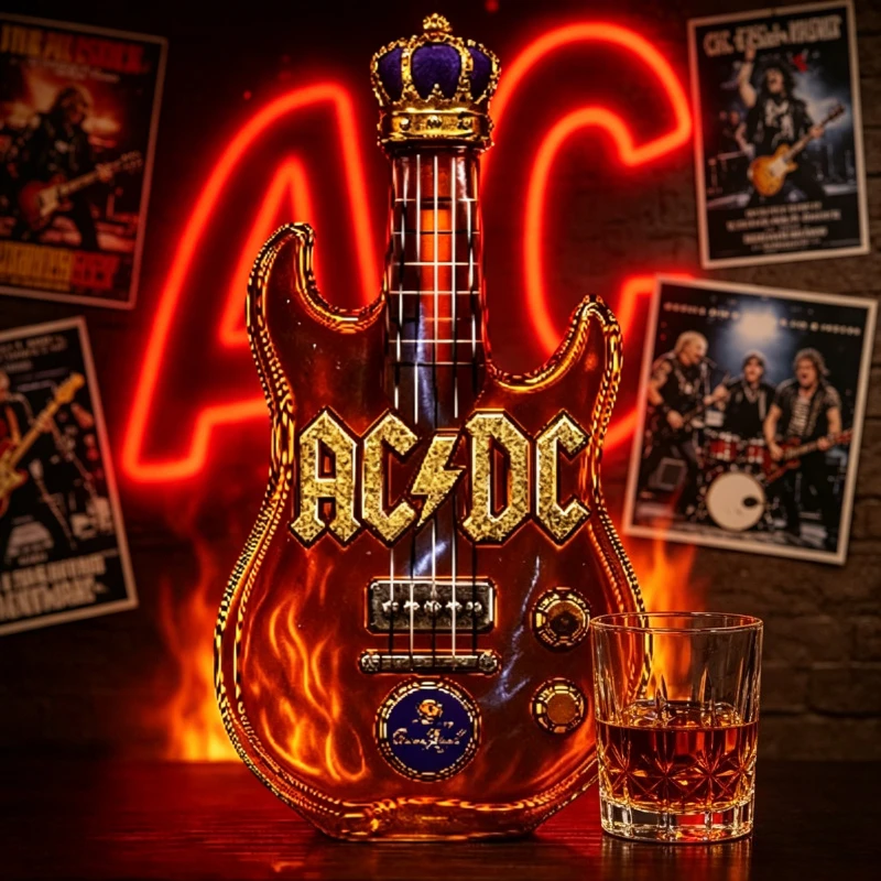 Vintage Collectible Liquor Bottles - ขวดเหล้ารูปกีตาร์ไฟฟ้าสไตล์เรโทร ของสะสมแนววินเทจร็อค ของขวัญสำหรับคนรักดนตรีร็อค