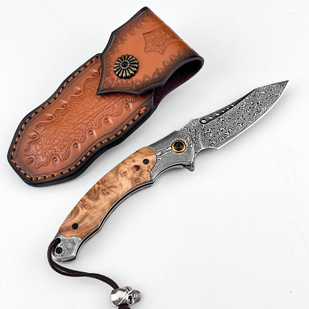 Vintage Collectible Knives - มีดพับลายดามัสกัส ความแข็งสูง สไตล์วินเทจ ของสะสม ของตกแต่ง สำหรับเป็นของขวัญ