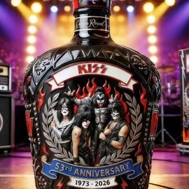 Vintage Collectible Liquor Bottles - ขวดเหล้าสไตล์วงดนตรี KISS ของสะสม ขวดเหล้าธีมดนตรีร็อควินเทจ สำหรับตกแต่งห้องชาย และเป็นของขวัญสำหรับแฟนคลับ