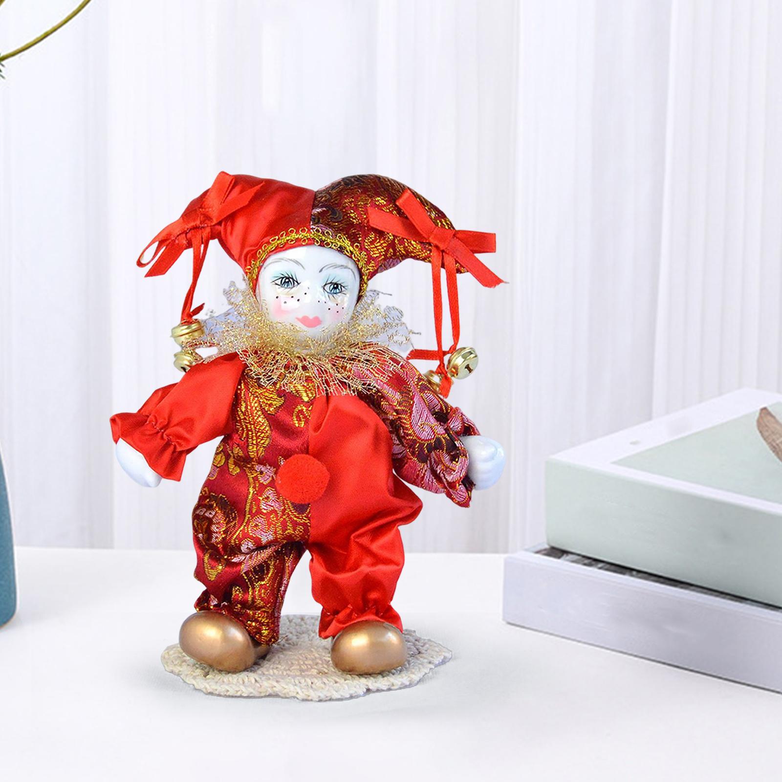 Vintage Collectible Clowns - ตุ๊กตาตัวตลกขนาด 7 นิ้ว ตุ๊กตาโบราณ งานแฮนด์เมด ตุ๊กตาฮาร์เลควินทำจากพอร์ซเลน