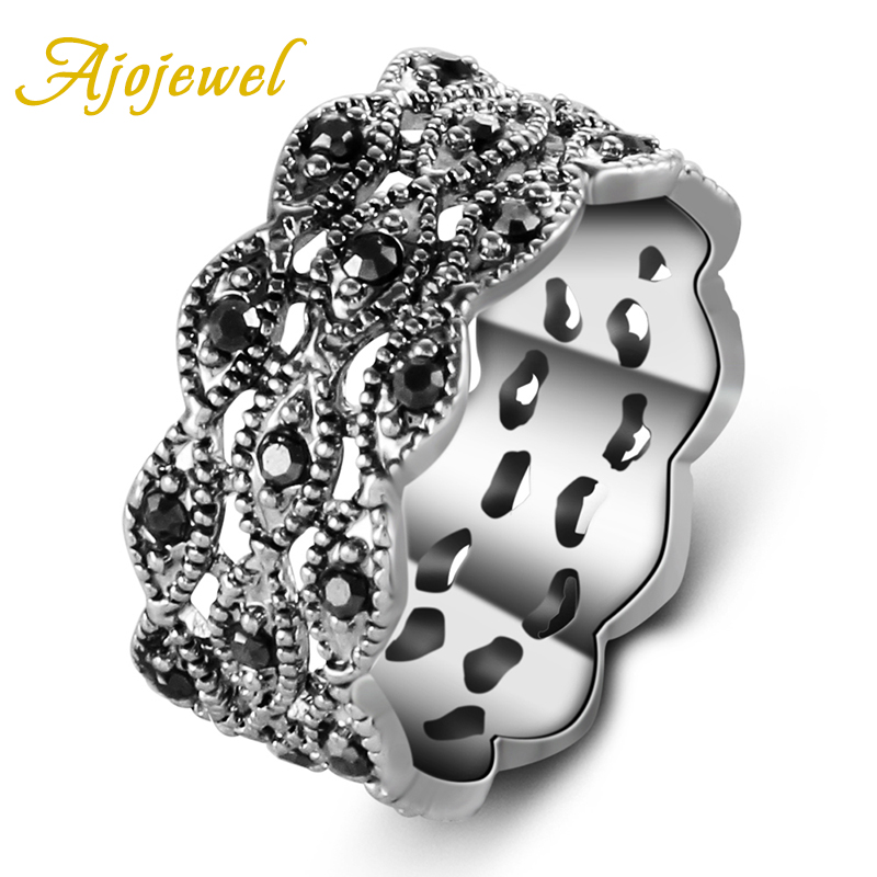 Ajojewel แหวนพลอยเทียม3ชั้นสีด - Vintage And Collectible Items บทวิจารณ์และราคา