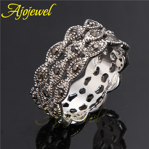 Ajojewel แหวนพลอยเทียม3ชั้นสีด - Vintage And Collectible Items บทวิจารณ์และราคา