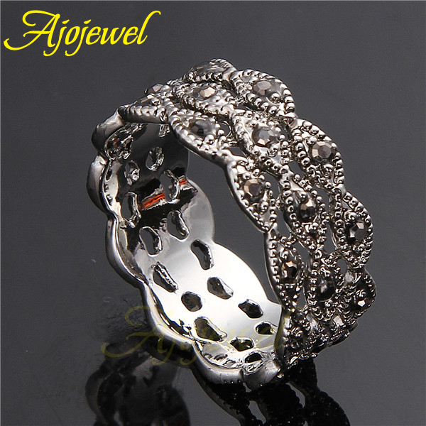 Ajojewel แหวนพลอยเทียม3ชั้นสีด - Vintage And Collectible Items บทวิจารณ์และราคา