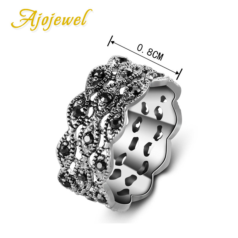 Ajojewel แหวนพลอยเทียม3ชั้นสีด - Vintage And Collectible Items บทวิจารณ์และราคา