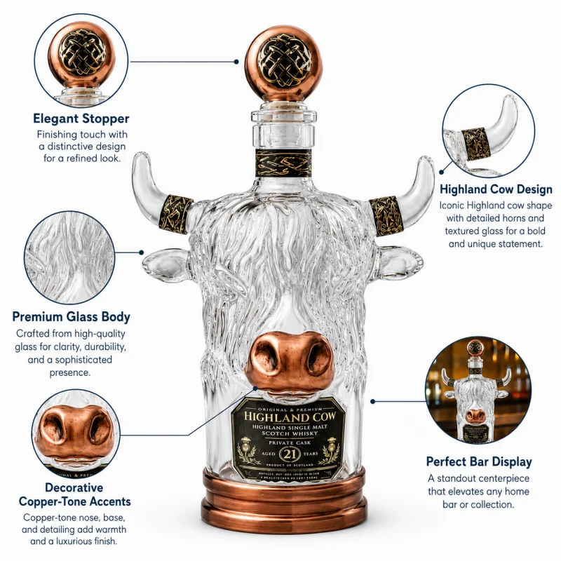 ขวดแก้ววิสกี้รูปวัวไฮแลนด์ดีไซ - Vintage Collectible Liquor Bottles บทวิจารณ์และราคา
